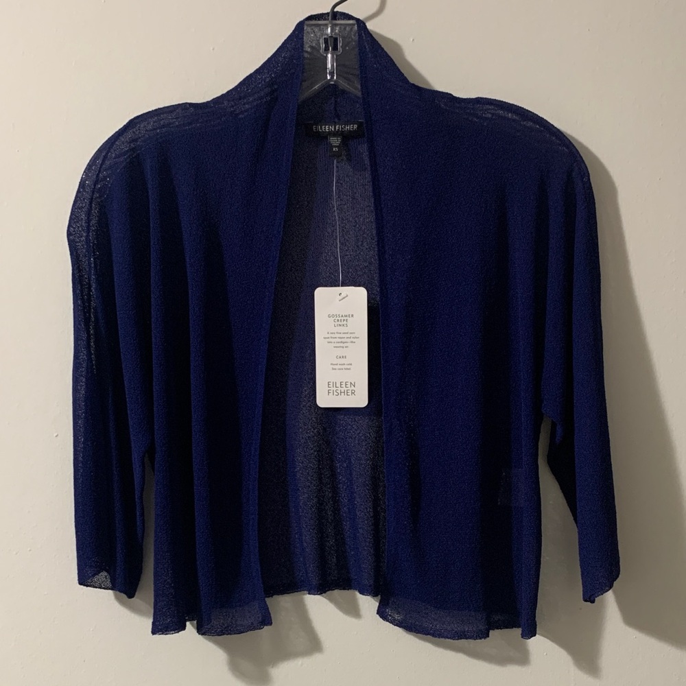 Eileen Fisher Women's Deep Blue Open-Front Bolero Style Shrug